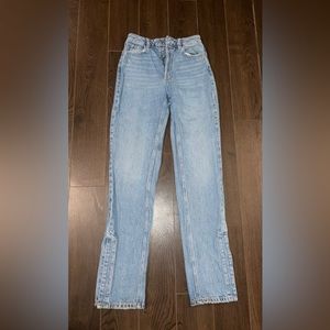 High waisted light blue bell bottom jeans
